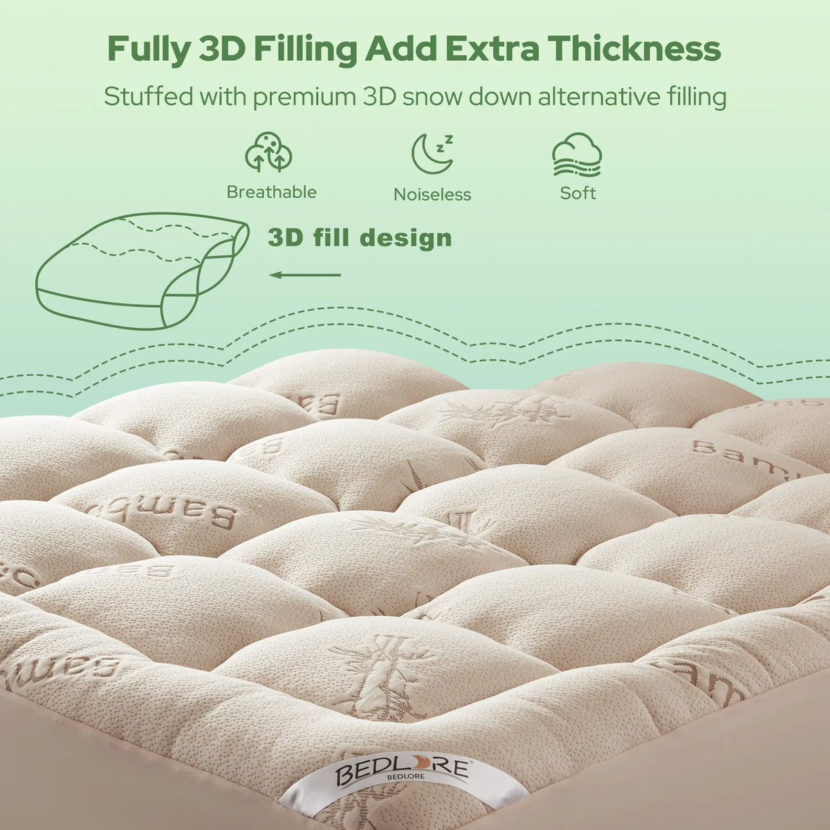 ☁️Cooling Mattress Topper for Back Pain - Extra Thick Fitted Sheet