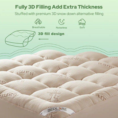 ☁️Cooling Mattress Topper for Back Pain - Extra Thick Fitted Sheet