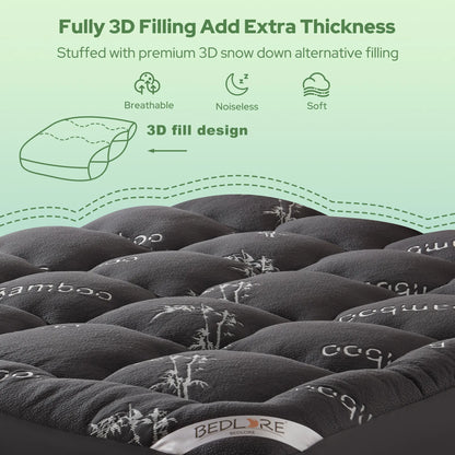☁️Cooling Mattress Topper for Back Pain - Extra Thick Fitted Sheet