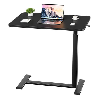 Adjustable Overbed Bedside Table with Wheels, Rolling Laptop Desk with Tilting Top