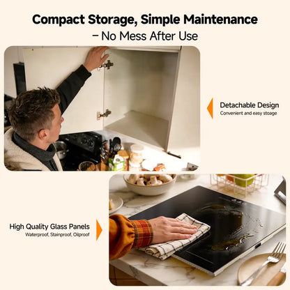 Electric Food Warming Tray, 10 Heat Levels, Timer Control & Tempered Glass