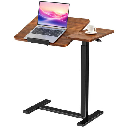 Adjustable Overbed Bedside Table with Wheels, Rolling Laptop Desk with Tilting Top